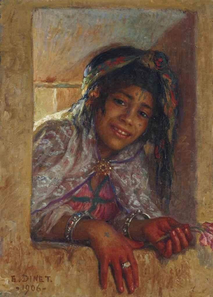 Alphonse-Étienne Nasreddine Dinet - Fillette à la fenêtre