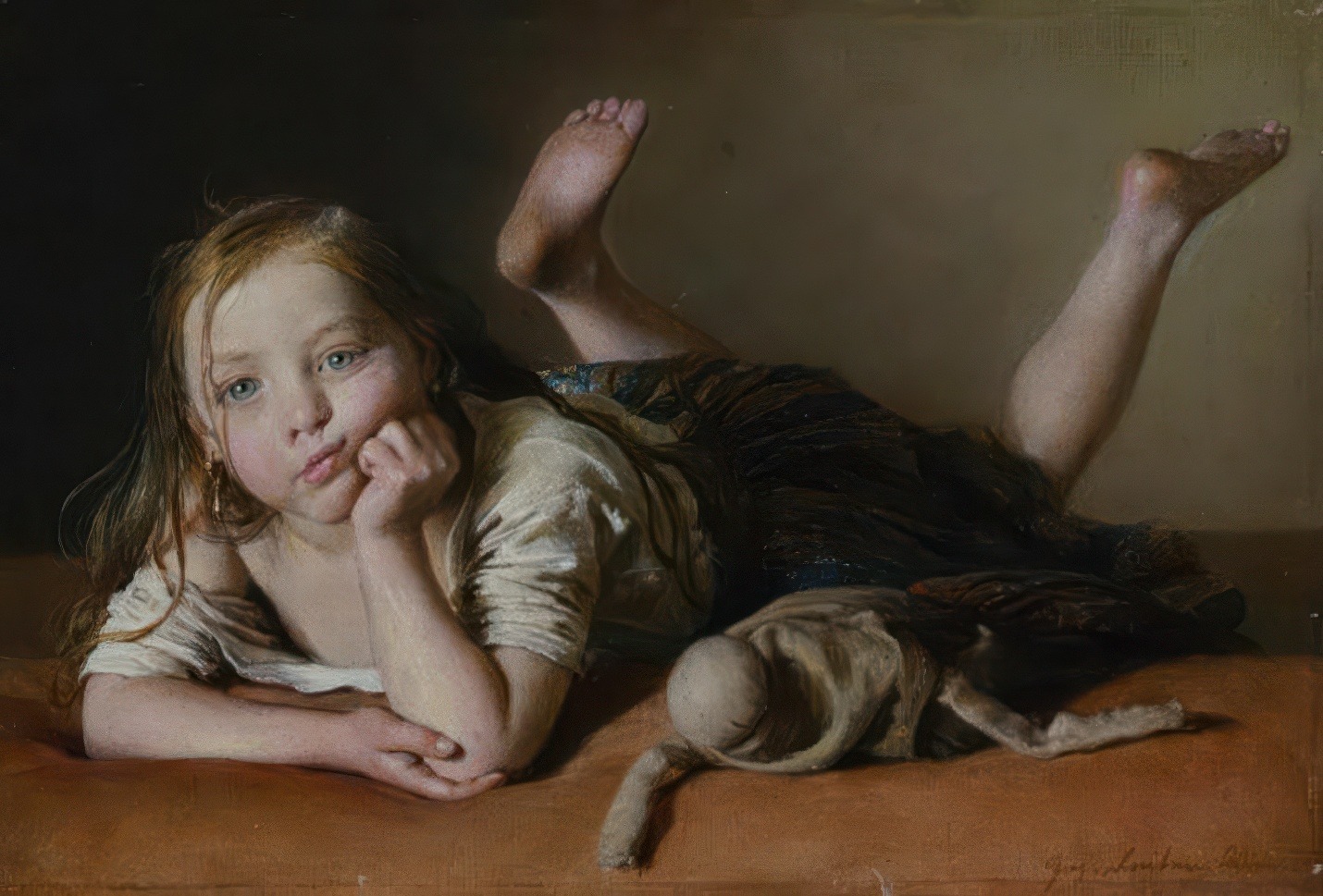 girl with worn doll